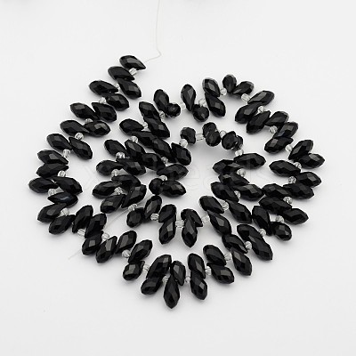 Electroplate Glass Faceted Teardrop Beads Strands X-EGLA-D014-14-1