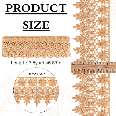 7.5 Yards Polyester Flower Heart Lace Trim Ribbon OCOR-MA0001-45A-1