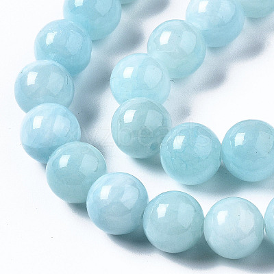 Natural Dyed Yellow Jade Gemstone Bead Strands G-R271-10mm-Y04-1