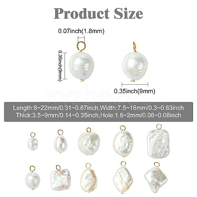 10Pcs 10 Styles Natural Baroque Keshi Pearl Pendants KK-CJ0003-62-1