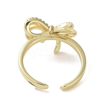 Brass Micro Pave Cubic Zirconia Open Cuff Ring RJEW-K256-58A-G-1