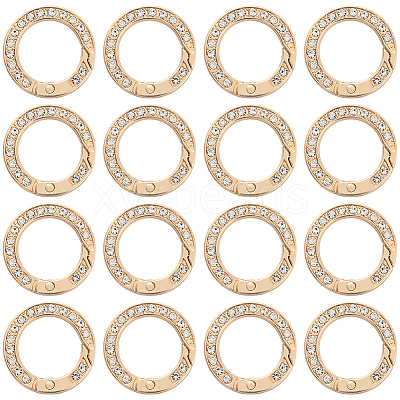 16Pcs Alloy Rhinestone Spring Gate Rings FIND-SP0004-52E-1