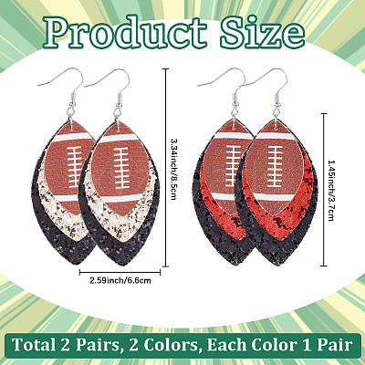 2 Pairs 2 Colors Synthetic Leather Dangle Earrings EJEW-CL0001-01B-1