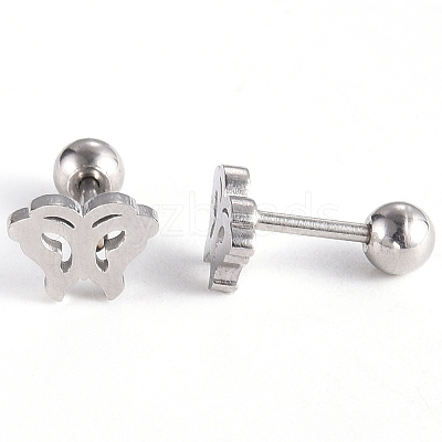 Tarnish Resistant 201 Stainless Steel Barbell Cartilage Earrings EJEW-R147-16-1