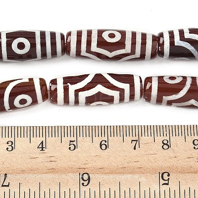 Rice Shape Tibetan Style dZi Beads Strands G-A269-A23-01-1