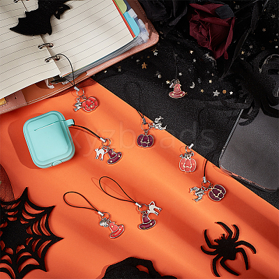 12Pcs 4 Style Alloy Enamel Charm Mobile Straps HJEW-AB00198-1