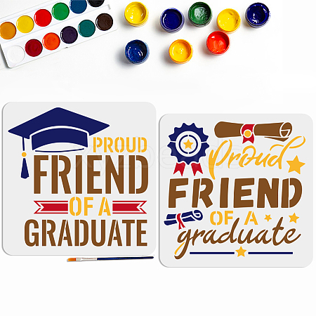 MAYJOYDIY US 1 Set Graduation Theme PET Hollow Out Drawing Painting Stencils DIY-MA0004-48B-1