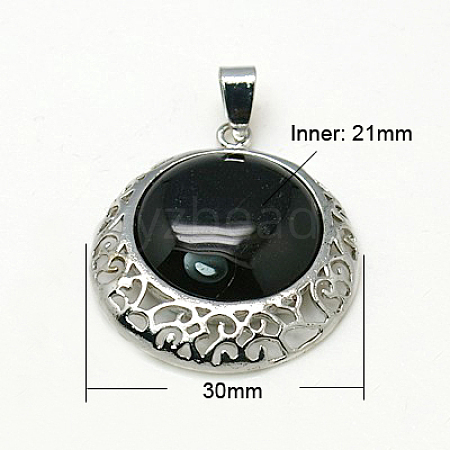 Black Agate Pendants G-C075-4-1