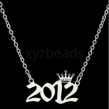 Crown Birth Year 201 Stainless Steel Pendant Necklaces for Women FS-WG4E8F2-73-1