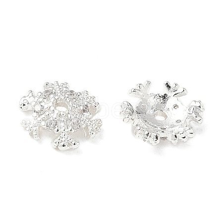 Brass Micro Pave Clear Cubic Zirconia Bead Caps KK-A254-09S-1