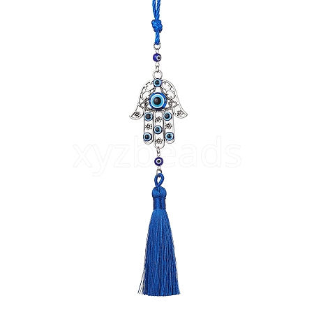 Hamsa Hand with Evil Eye Alloy & Resin Pendant Decorations HJEW-JM01526-1