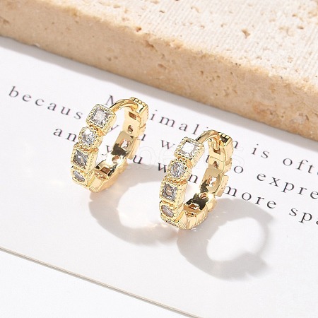 Brass Micro Pave Cubic Zirconia Hoop Earrings EJEW-H152-01E-G-1