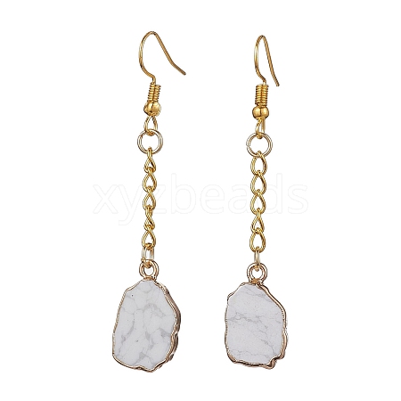 Nuggets Natural Howlite Dangle Earrings EJEW-JE05683-03-1