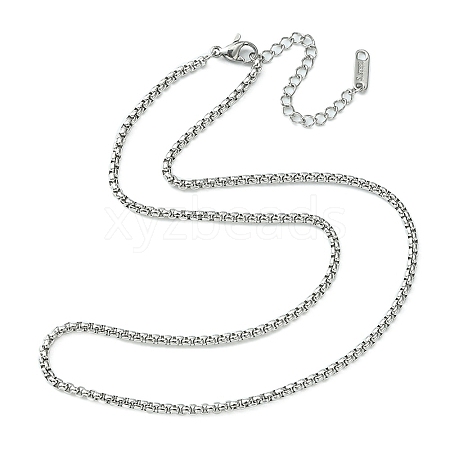 304 Stainless Steel Box Chain Necklace for Men Women NJEW-YW0001-16-1