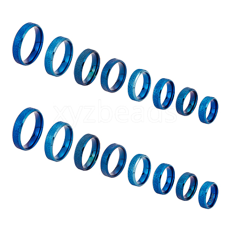 16Pcs 8 Size 201 Stainless Steel Textured Plain Band Rings Set for Women RJEW-UN0002-77BL-1
