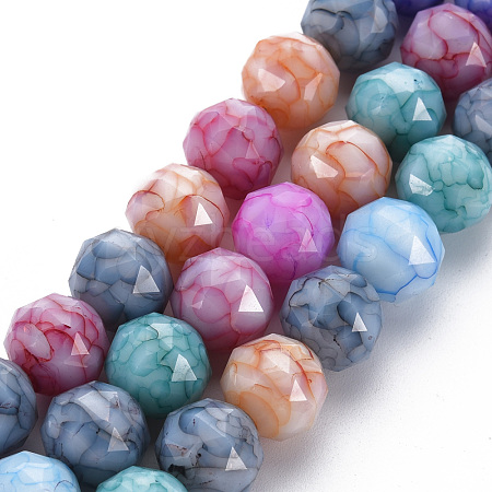 Opaque Baking Painted Glass Beads Strands EGLA-N006-011I-1