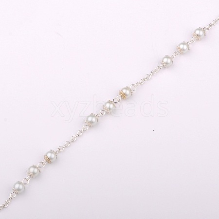 Handmade Round Glass Pearl Beads Chains for Necklaces Bracelets Making X-AJEW-JB00056-01-1