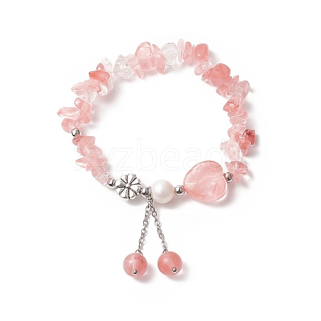 Cherry Quartz Glass Charm Bracelets for Women BJEW-JB09926-01-1