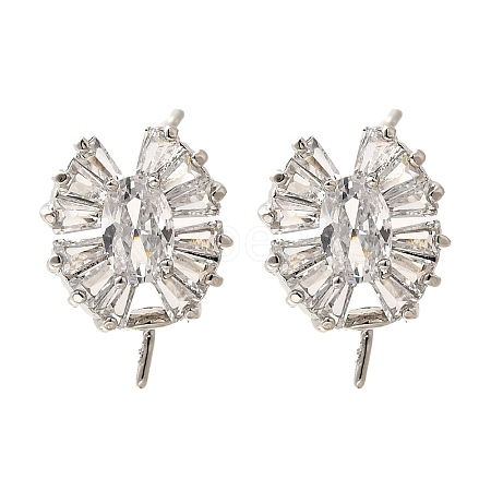 Brass Cubic Zirconia Stud Earrings Findings KK-R217-16P-1