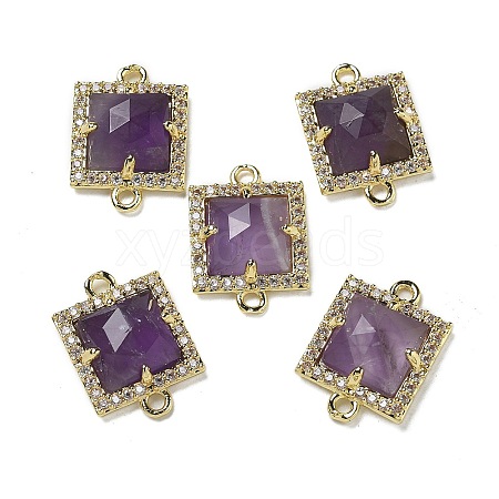 Natural Amethyst Faceted Square Links G-I375-03G-03-1