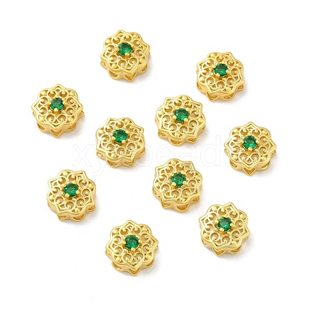 Rack Plating Brass Micro Pave Cubic Zirconia Beads KK-G408-01MG-1