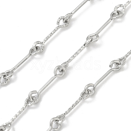 Handmade 304 Stainless Steel Textured Bar Link Chains STAS-F341-03P-1