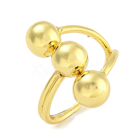 Round Rack Plating Brass Cuff Rings for Women RJEW-G330-69G-1