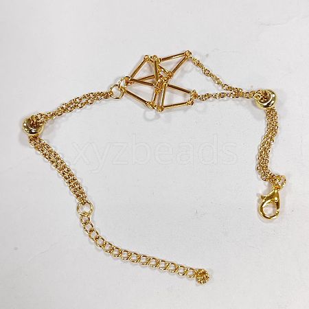 3Pcs Brass Braided Macrame Pouch Empty Stone Holder Bracelet Making BJEW-TA0001-10-1