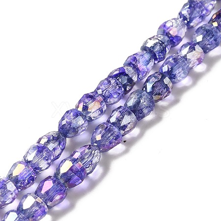 Electroplate Transparent Glass Beads Strand GLAA-G088-05E-1