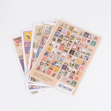 Postage Stamp Shape DIY Paper Label Paster Picture Stickers AJEW-L058-49-1