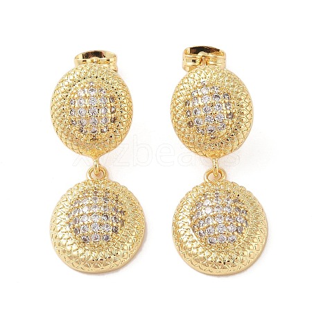 Rack Plating Brass Micro Pave Clear Cubic Zirconia Stud Dangle Earrings for Women EJEW-G394-01A-G-1