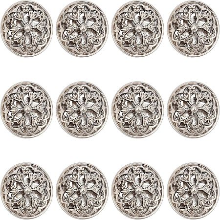 CHGCRAFT 12Pcs Hollow Alloy 1-Hole Buttons BUTT-CA0001-02B-1