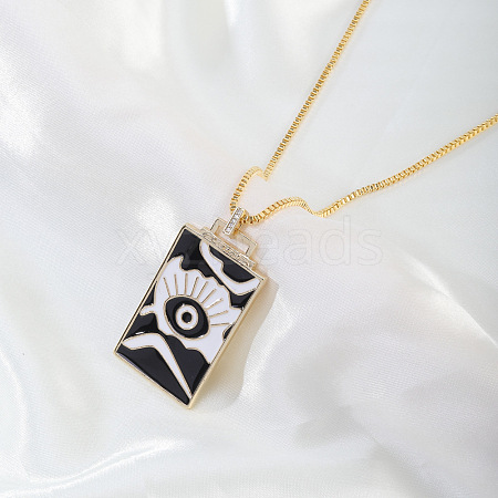 Brass Enamel Rectangle with Evil Eye Pendant Necklaces FS-WG7D7CE-03-1