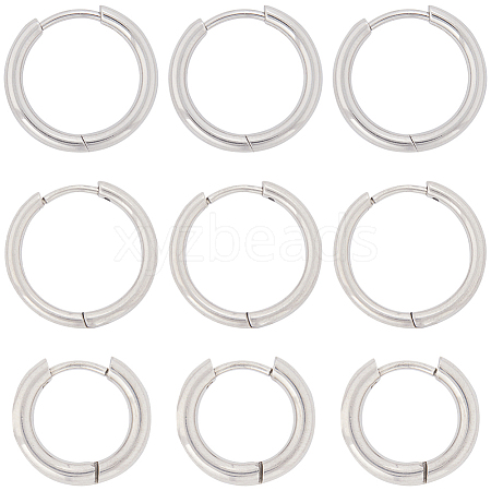 SUNNYCLUE 12 Pairs 3 Styles 202 & 304 Stainless Steel Huggie Hoop Earrings EJEW-SC0001-43-1