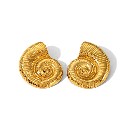 Fashionable Summer Beach Conch Stainless Steel Stud Earrings for Women KA7442-2-1