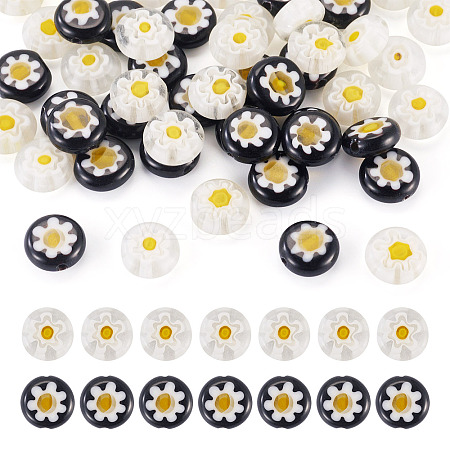 50Pcs 2 Colors Handmade Millefiori Lampwork Beads LAMP-TADJ0001-03A-1