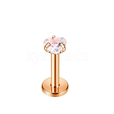 Titanium Steel Clear Cubic Zirconia Threadless Labret Stud WGC142D-26-1