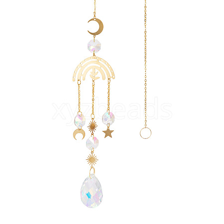 1Pc Faceted Glass Sun Catcher Pendant Decorations AJEW-TA0003-19-1