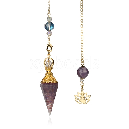 Natural Amethyst Dowsing Pendulum Big Pendants PW-WGD496D-03-1