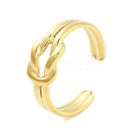 Real 18K Gold Plated 304 Stainless Steel Open Cuff Rings for Women RJEW-B061-01G-08-1