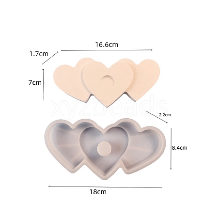 Food Grade Three Heart Shaped Decoration Candlestick Silicone Molds PW-WGB6BA9-01-1