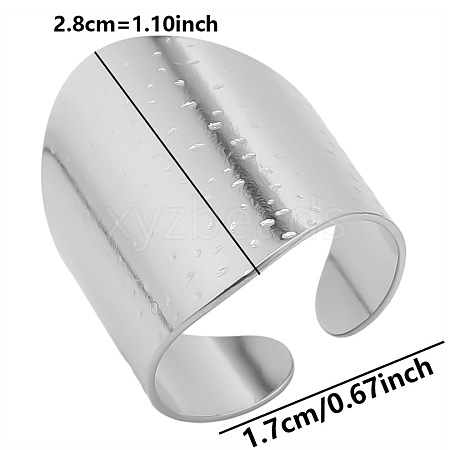 Non-Tarnish Minimalist 304 Stainless Steel Wide Band Cuff Open Rings for Women FL5775-1-1