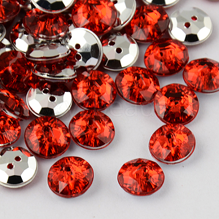 2-Hole Taiwan Acrylic Rhinestone Flat Round Buttons BUTT-F015-21mm-03-1