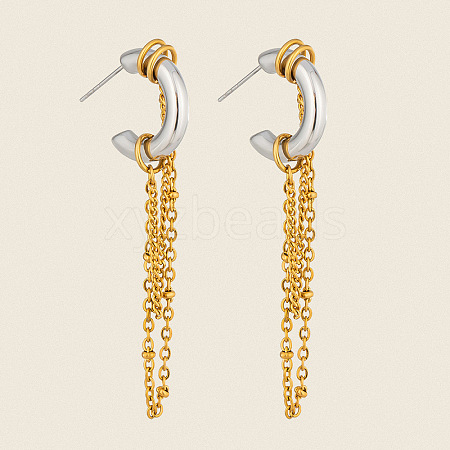 304 Stainless Steel Tassel Stud Earrings for Women BJ7288-1