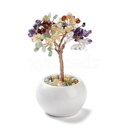 Natural Mixed Gemstone Chips Tree Decorations DJEW-M012-01E-1
