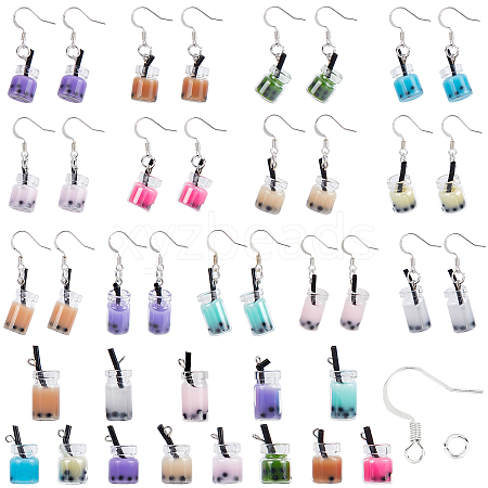 SUNNYCLUE DIY Imitation Bubble Tea/Boda Milk Tea Dangle Earring Making Kits DIY-SC0018-91-1