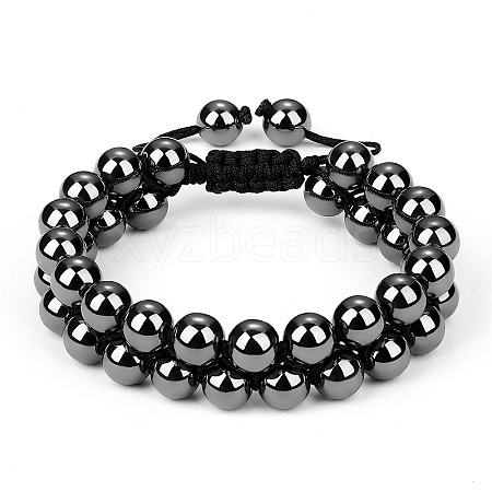 Synthetic Hematite Braided Bead Bracelet BJEW-SW00001-18-1