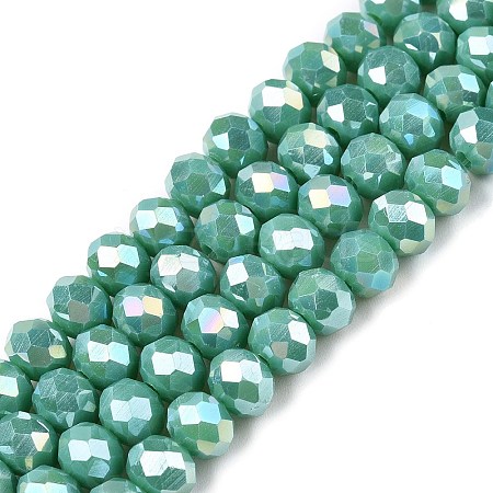 Electroplate Glass Beads Strands X-EGLA-A044-P6mm-B31-1