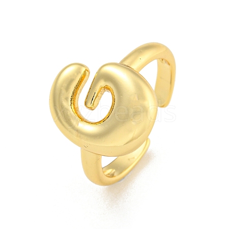 Brass Letter Open Cuff Rings for Women RJEW-G313-01G-G-1