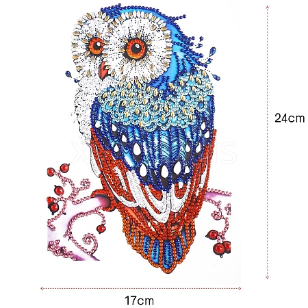 DIY Owl Diamond Painting Sticker Kits DIAM-PW0001-196C-1